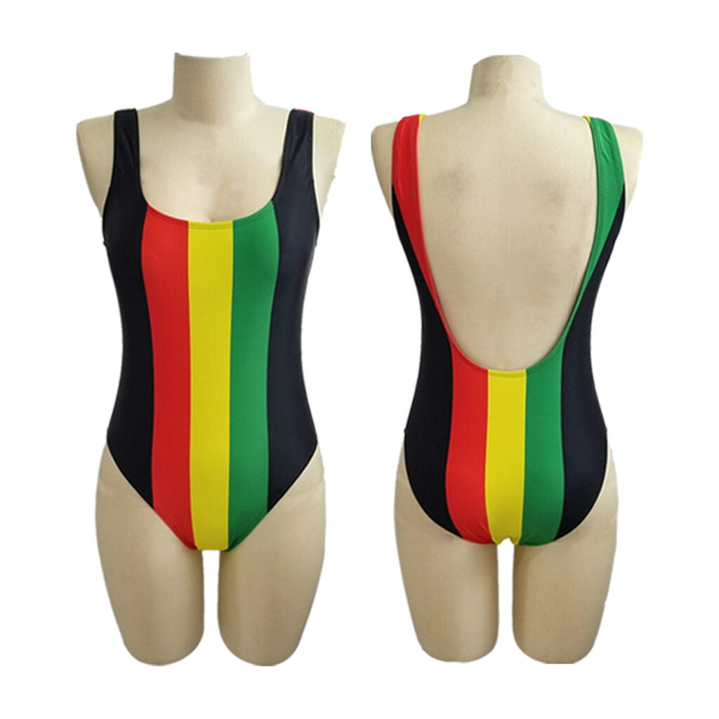 Jamaican Rasta Color Swimsuit One Piece Green Apples Store