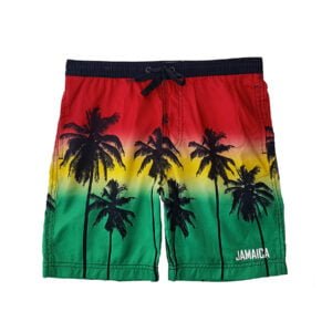 Boys Swim Trunks Palm Trees in Jamaica Colors Quick Dry Board Shorts Beach for 7-18 T 