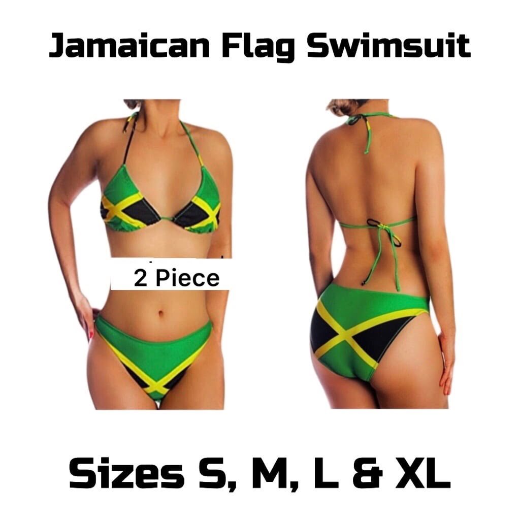 Jamaican Flag Swimsuit Two Piece Green Apples Store
