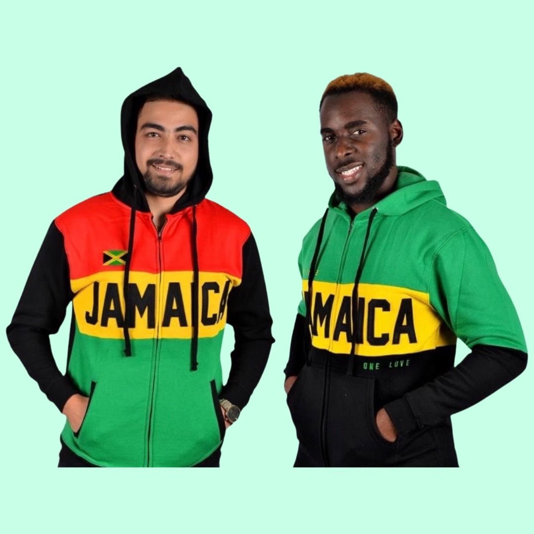 Sweatshirt Hoodie with Zipper Rasta Color Jamaica
